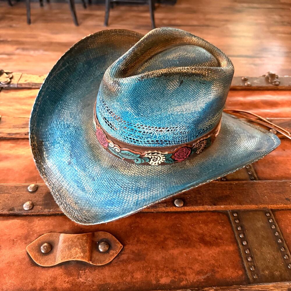 Stampede Hats - Blue Rose Straw Cowboy Hat